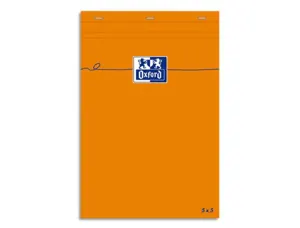 Bloc bureau oxford a7 papier vélin surfin agrafé en tête couverture enveloppante 74x105mm 80f 80g 5x5 coloris orange — Non…