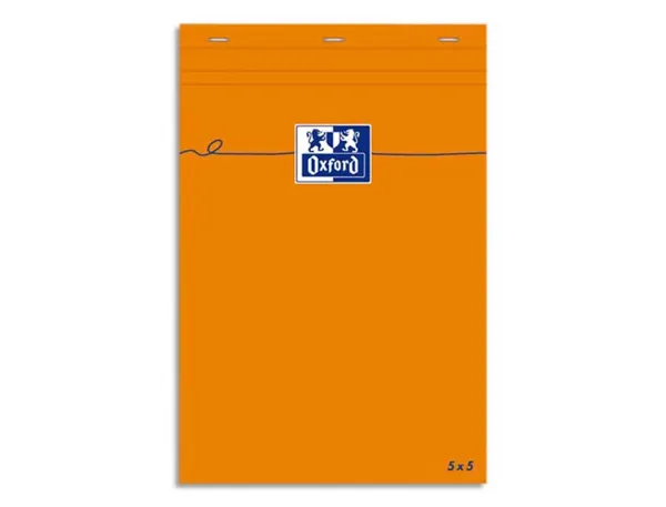Bloc bureau oxford a7 papier vélin surfin agrafé en tête couverture enveloppante 74x105mm 80f 80g 5x5 coloris orange — Non…