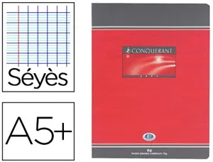 Cahier piqué conquérant sept couverture offset a5+ 17x22cm 96 pages 70g séyès — Non classé