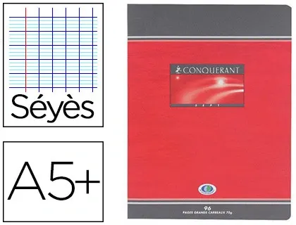 Cahier piqué conquérant sept couverture offset a5+ 17x22cm 96 pages 70g séyès — Non classé