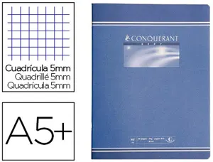 Cahier piqué conquérant sept couverture offset a5+ 17x22cm 96 pages 70g 5x5mm — Non classé