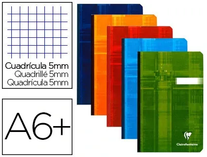 Carnet broché clairefontaine papier vélin velouté couverture pelliculée lavable souple 11x17cm 192 pages 90g 5x5mm — Non…