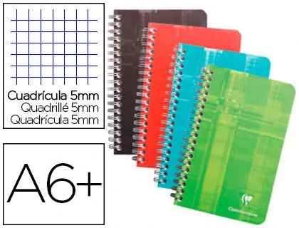 Carnet clairefontaine reliure intégrale papier vélin velouté couverture pelliculée lavable 11x17cm 180 pages 90g 5x5mm —…