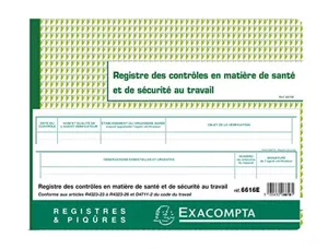 EXACOMPTA Piqûre "Registre des contrôle en matière de santé — Registres & manifolds