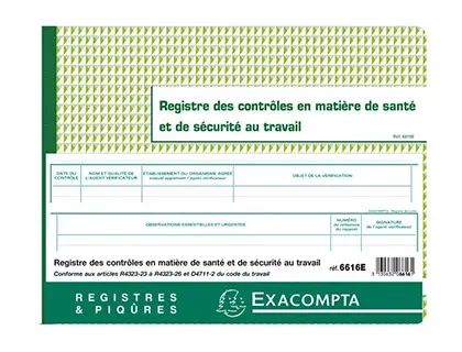 EXACOMPTA Piqûre "Registre des contrôle en matière de santé — Registres & manifolds