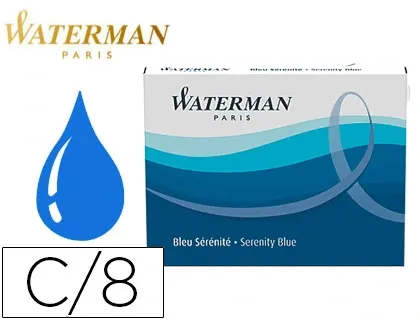 WATERMAN Cartouche d'encre longue, bleu sérénité — Fournitures