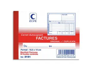 Manifold elve autocopiant 105x140mm foliotage 50 duplis factures — Non classé