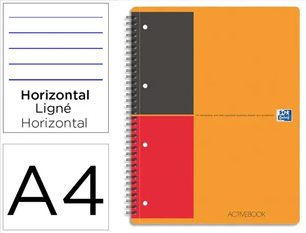 Cahier oxford active book optik paper couverture polypropylène pochette rangement a4+ 21x32cm 160 pages ligné — Non classé