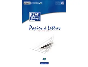 Bloc correspondance oxford papier vélin supérieur 80g/m2 a4 210x297mm travers buvard et guide ligne 50 feuilles — Non classé
