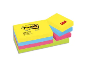 Bloc-notes post-it couleurs énergiques 51x38mm 100f repositionnables 5 coloris assortis 12 blocs — Non classé