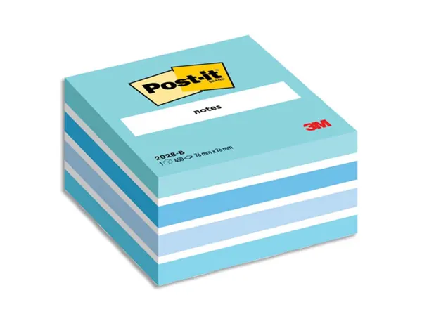 Post-it Bloc-note cube notes, 76 x 76 mm, bleu — Fournitures