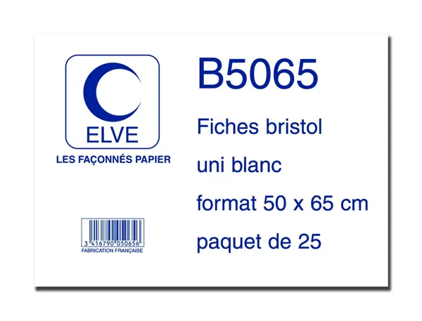 Feuille bristol elve 50x65cm 190g uni blanc — Non classé