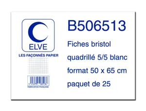 Feuille bristol elve 50x65cm 190g quadrillé 5x5mm — Non classé