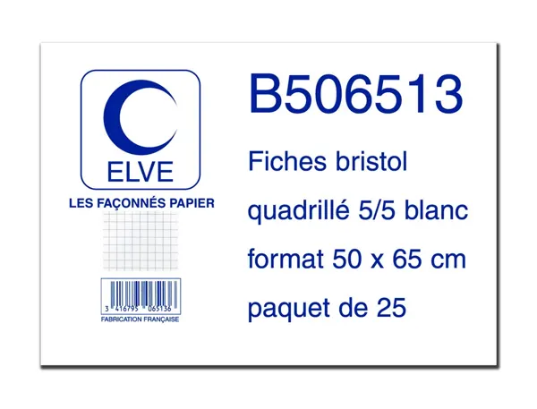 Feuille bristol elve 50x65cm 190g quadrillé 5x5mm — Non classé