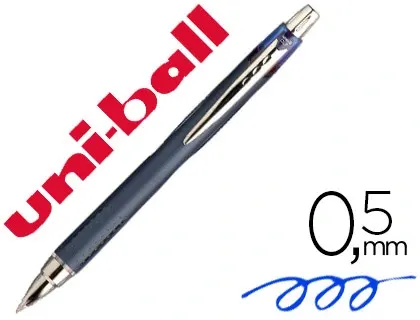 Stylo-bille uniball jetstream rt écriture moyenne 0.5mm encre gel rétractable grip antiglisse agrafe métal coloris bleu —…