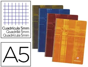 Cahier clairefontaine papier vélin velouté couverture pelliculée reliure intégrale a5 14,8x21cm 100 pages 90g 5x5mm — Non…