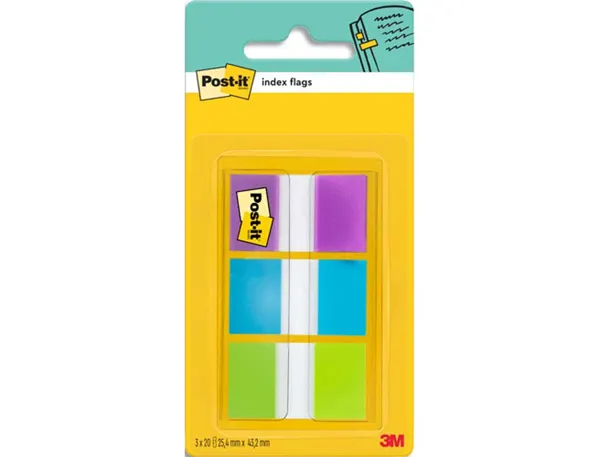 Marque-pages post-it standard index 25x44mm 60f 3 coloris bleu violet vert — Non classé