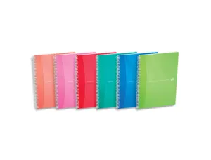 Cahier spirale oxford reliure intégrale my colours optik paper a4 21x29,7cm 180 pages 90g 5x5mm coloris assortis — Non classé