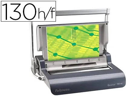 Perforelieuse fellowes quazar wire manuelle 130f perforation facile 15f 80g anneaux métal 14mm a4 410x460x130mm 7,4kg — Non…