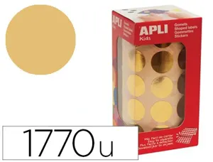 Gommette métallisée apli agipa ronde diamètre 20mm coloris or rouleau 1770 unités — Non classé
