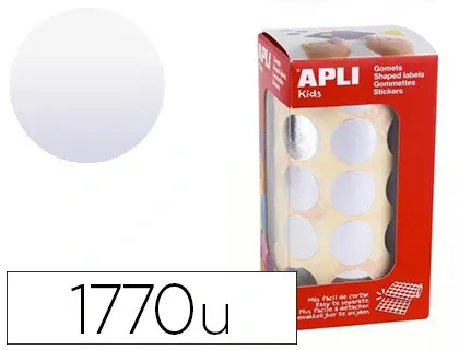 Gommette métallisée apli agipa ronde diamètre 20mm coloris argent rouleau 1770 unités — Non classé