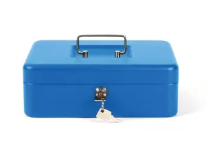 Caisse monnaie q-connect structure acier 0.8mm épaisseur plateau amovible espace billets 250x180x90mm coloris bleu — Non…