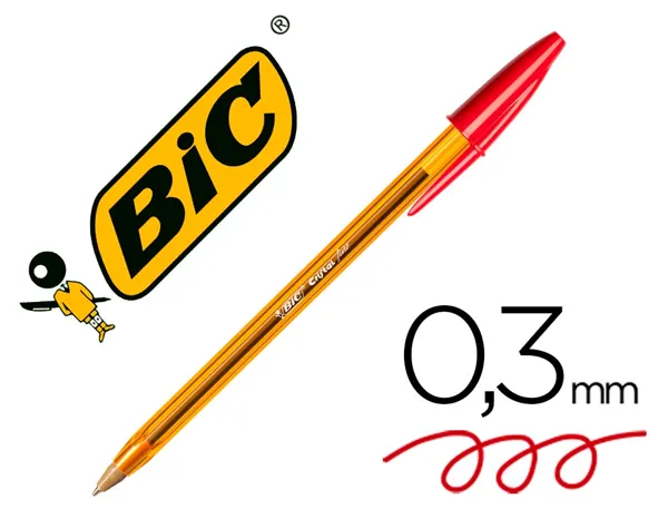 Stylo-bille bic cristal écriture fine 0.4mm encre classique bille indéformable capuchon couleur encre rouge — Non classé