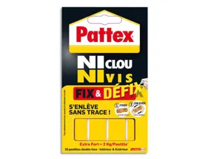 Pastille adhésive pattex ni clou ni vis double face supporte 2.75kg fix défix étui 10 pastilles — Non classé