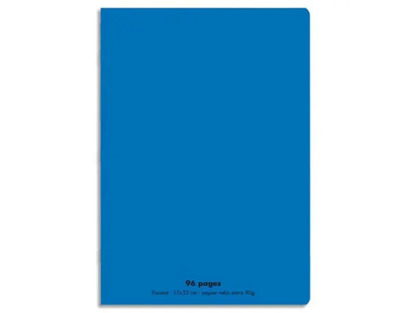 Cahier piqué conquérant classique couverture polypropylène rigide transparente 17x22cm 96 pages 90g séyès coloris bleu —…