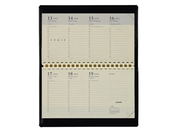 Agenda brepols accent genova janv/dec 16x8,9 cm 1          sem/2pages 128 pages noir — Non classé