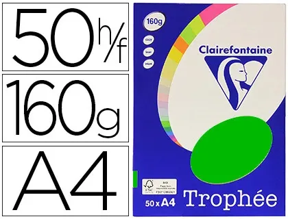 Papier couleur clairefontaine trophée personal paper pack a4 160g/m2 vert menthe 50 feuilles couleurs intenses — Non classé