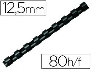 Anneau plastique à relier fellowes dos rond capacité 80f 12,5mm diamètre 300mm longueur coloris noir boîte 100 unités — Non…