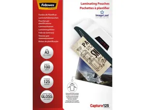 Pochette plastification fellowes à chaud polyester transparent résistant eau format a3 125 microns boîte 100 unités — Non…