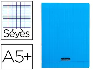 Cahier piqué clairefontaine couverture polypropylène transparente a5+ 17x22cm 96 pages 90g séyès coloris bleu — Non classé