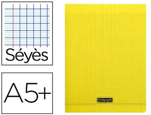 Cahier piqué clairefontaine couverture polypropylène transparente a5+ 17x22cm 96 pages 90g séyès coloris jaune — Non classé