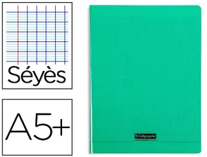 Cahier piqué clairefontaine couverture polypropylène transparente a5+ 17x22cm 96 pages 90g séyès coloris vert — Non classé