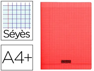 Cahier piqué clairefontaine couverture polypropylène transparente a4+ 24x32cm 96 pages 90g séyès coloris rouge — Non classé
