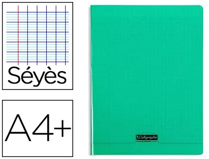 Cahier piqué clairefontaine couverture polypropylène transparente a4+ 24x32cm 96 pages 90g séyès coloris vert — Non classé
