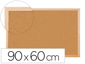 Tableau liège q-connect mural cadre bois pin naturel 2 faces inclus 5 épingles mémo fixation mur épaisseur 1mm 90x60cm —…
