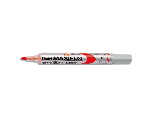 Marqueur pentel maxiflo effaçable tableau blanc pointe conique tracé 1,6mm écriture 1000m corps plastique recyclé rouge —…