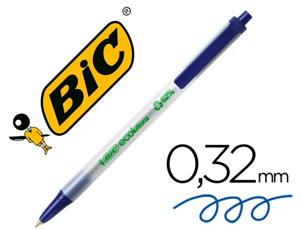 Stylo-bille bic écolutions clic stic recyclé écriture moyenne 0.5mm encre douce rétractable coloris bleu — Non classé