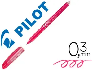Roller pilot frixion point pointe aiguille 0.3mm encre effaçable grip préhension rechargeable gomme sertie rose — Non classé