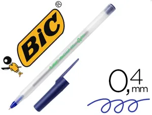 Stylo-bille bic écolutions round écriture moyenne 0.5mm encre classique recyclée économique corps fin léger coloris bleu —…