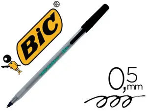Stylo-bille bic écolutions round écriture moyenne 0.5mm encre classique recyclée économique corps fin léger coloris noir —…