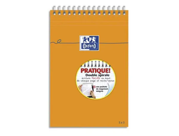 Bloc oxford mémo optik paper reliure intégrale 148x210mm 80f non perforées réglure 5x5mm — Non classé