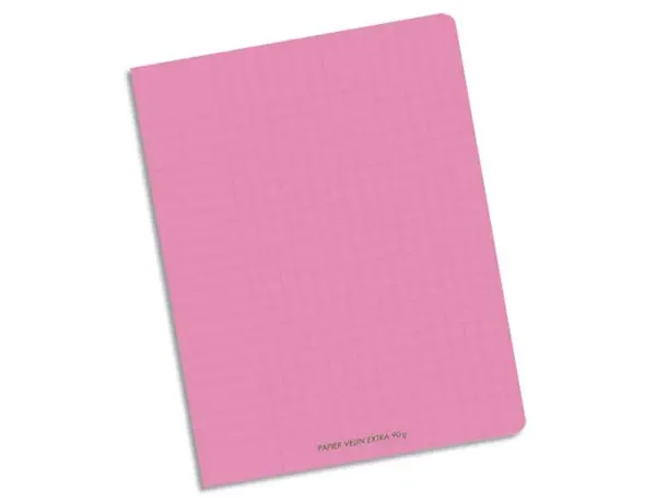 Cahier piqué conquérant classique couverture polypropylène rigide transparente 17x22cm 96 pages 90g séyès coloris rose —…