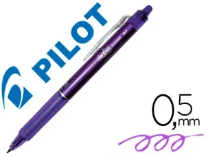 Roller pilot frixion clicker écriture moyenne 0.35mm encre effaçable gomme sertie grip prehension rechargeable violet — Non…