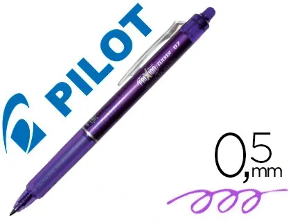 Roller pilot frixion clicker écriture moyenne 0.35mm encre effaçable gomme sertie grip prehension rechargeable violet — Non…