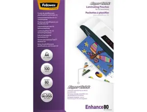 Pochette plastification fellowes superquick chaud durée passage réduite format a4 80 microns boîte 100u — Non classé