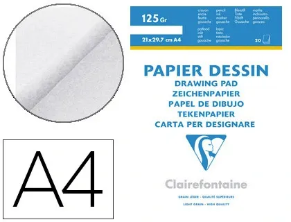 Clairefontaine Bloc papier dessin "à Grain", A4 — Supports de dessin